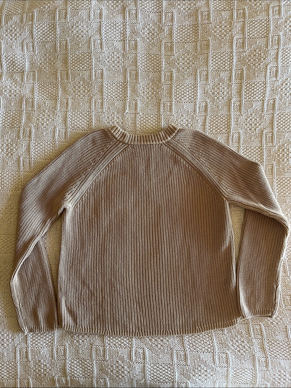 Jenni Kayne Cotton Fisherman Sweater in Oatmeal Sz M - Picture 10 of 11
